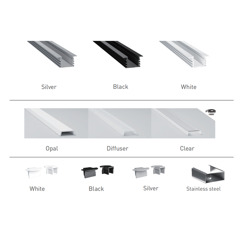Black Diffuser Recessed LED Strip Lighting Channel For 10mm White LED Light Strip Black Diffuser Recessed LED Strip Lighting Channel For 10mm White LED Light Strip